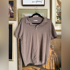 Zara Men's Taupe Polo Shirt